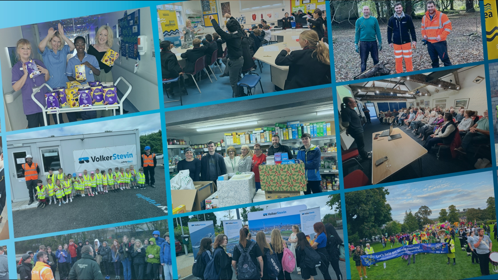 Collage of images of social value activity at Volkerstevn.